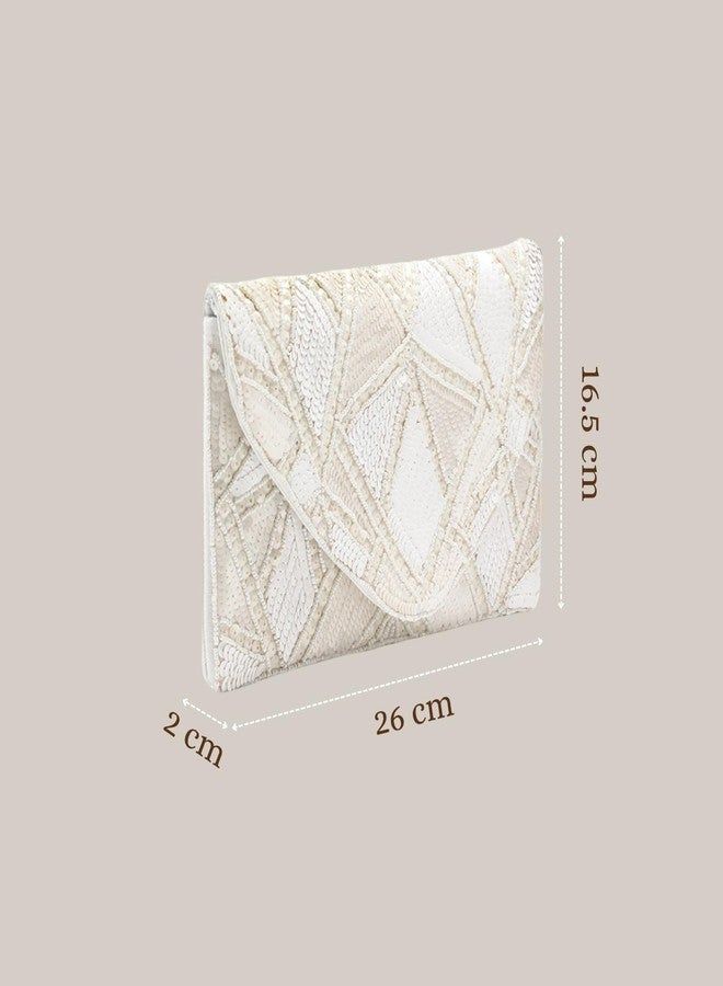 Anekaant Mod Stitch Ivory Geometric Canvas Sling Bag for Women | Perfect for Parties - Image 5